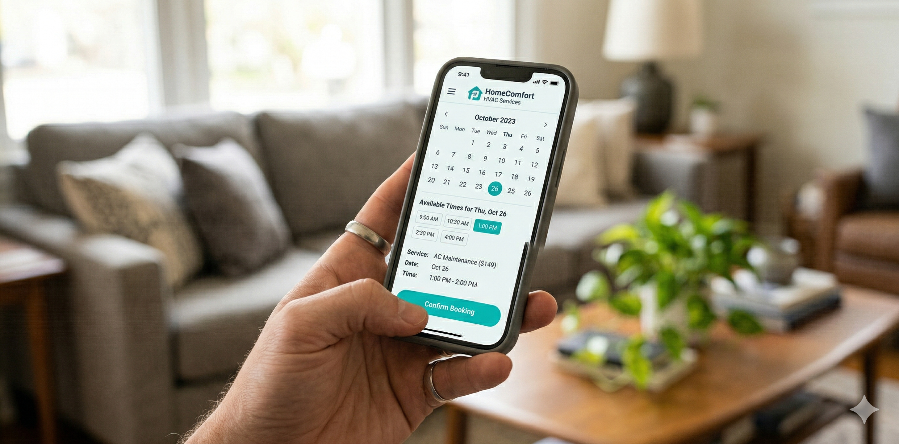 Client réservant un entretien chaudière depuis son smartphone