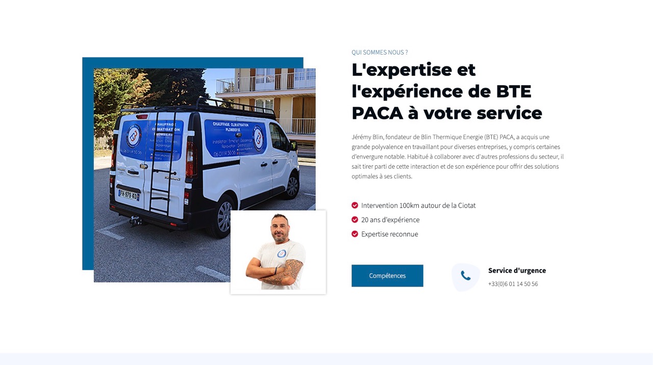 Témoignages clients et réalisations sur le site vitrine d'un artisan CVC
